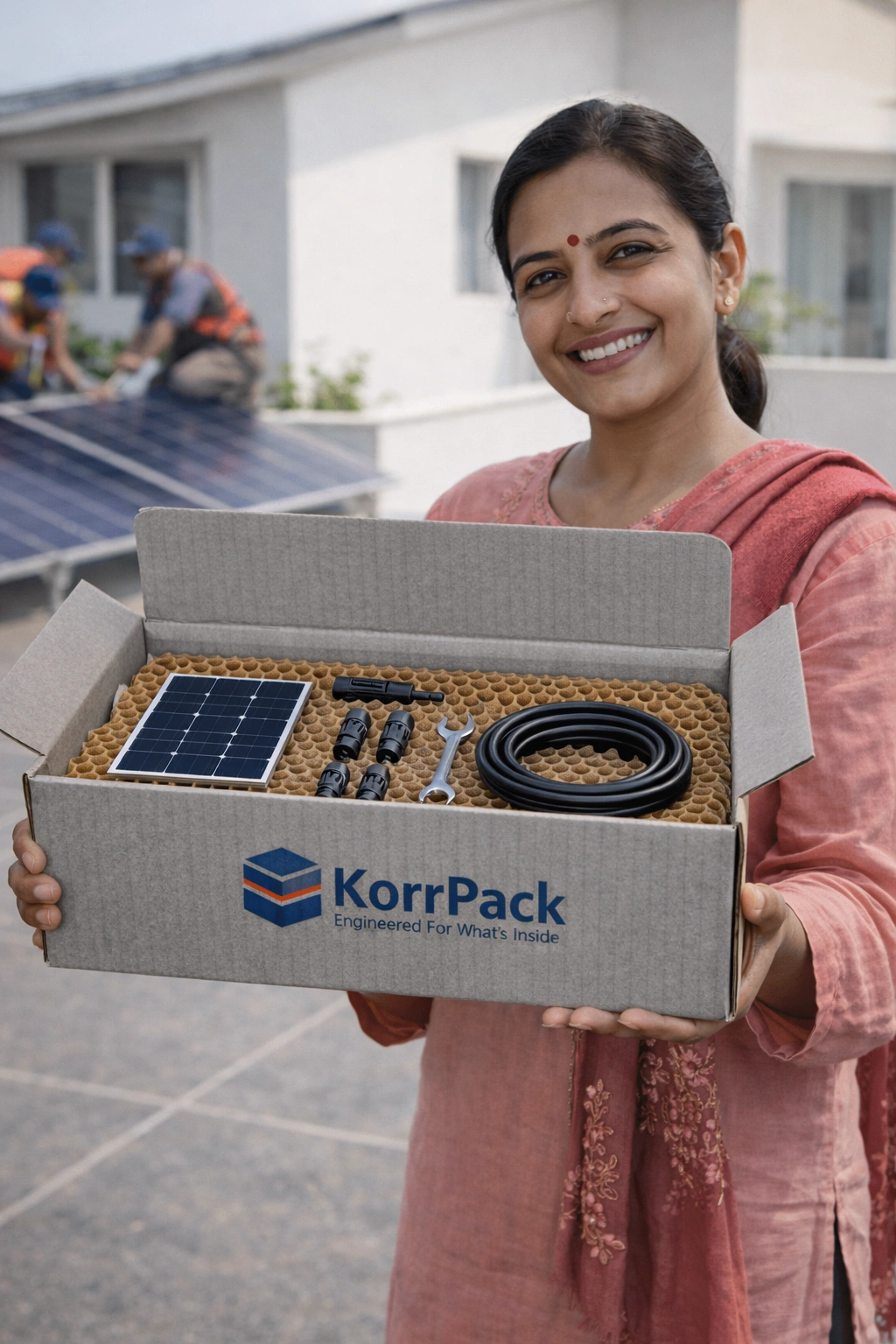 Corrugated packaging for solar panels and renewable energy equipment